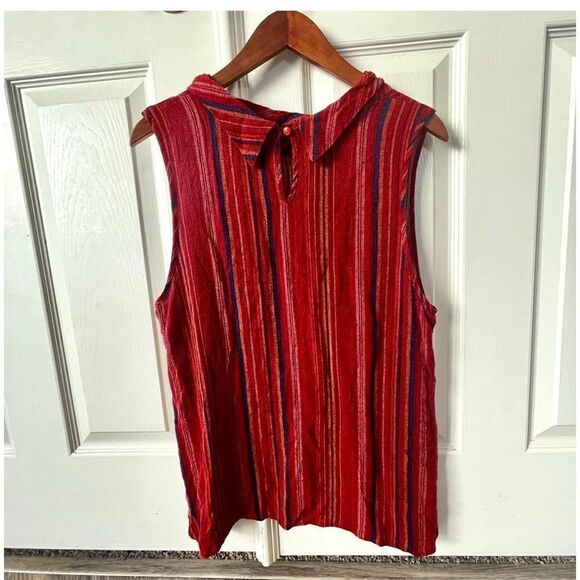 Monteau red sleeveless striped top - Picture 9 of 12